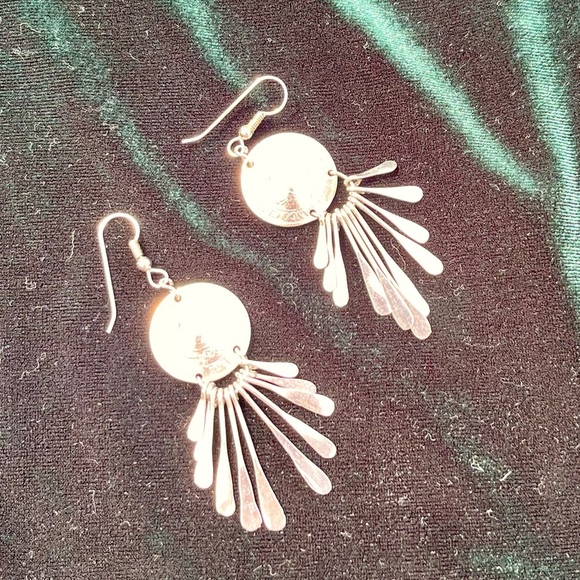 Banco Central De Reserva Del Peru 1976 Sterling Silver Dangle Earrings Boho Chic - Picture 13 of 17
